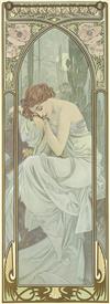 ALPHONSE MUCHA (1860-1939). [TIMES OF THE DAY.] Group of four decorative panels. 1899. Each approximately 41x14 inches, 104x36 cm. [F.